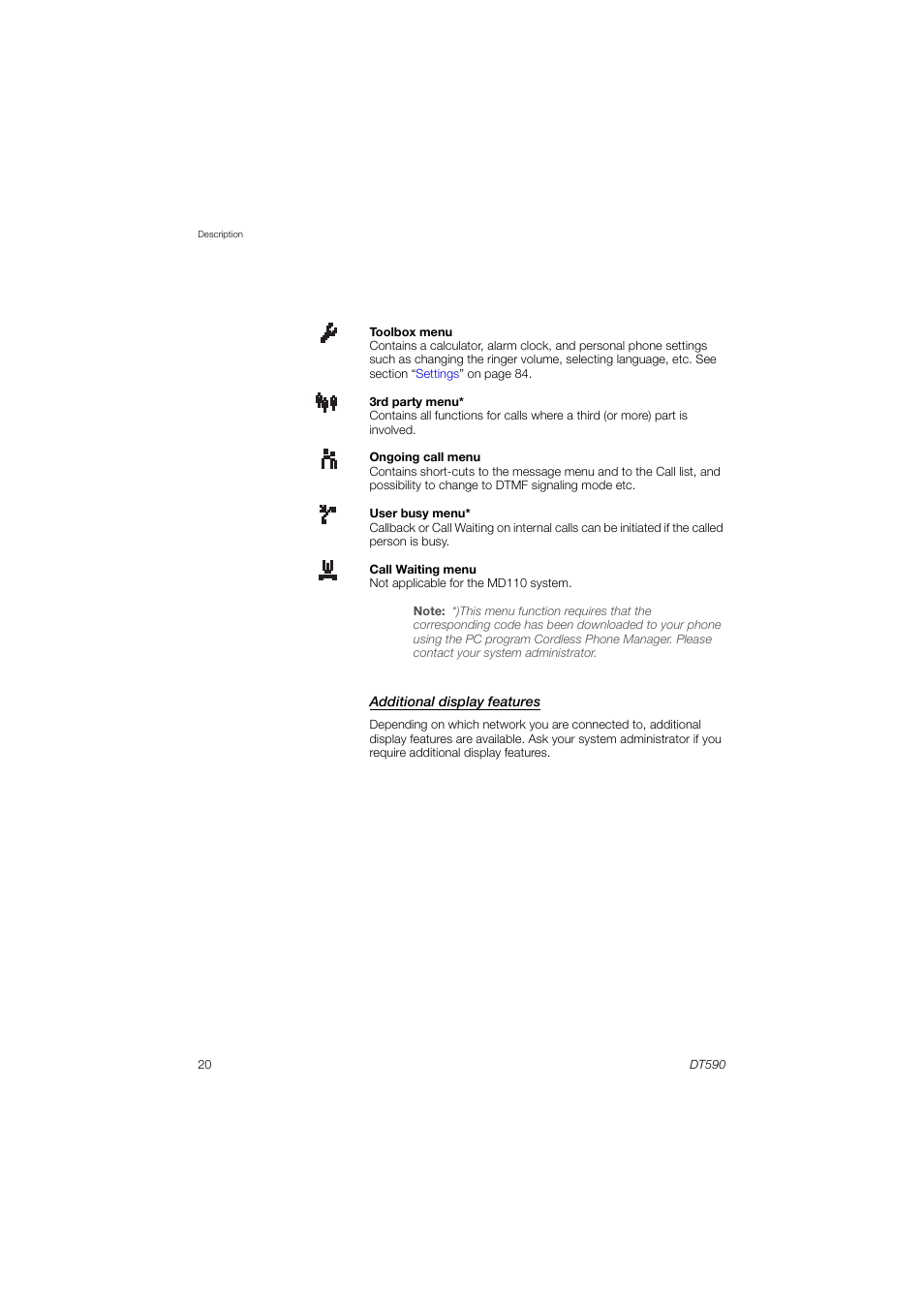 AASTRA DT590 for MX-ONE User Guide EN User Manual | Page 20 / 107