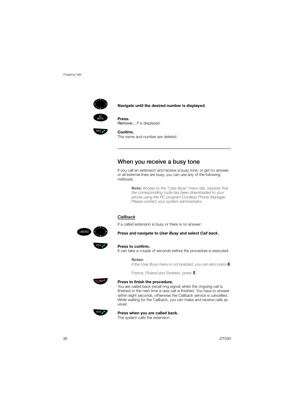 When you receive a busy tone | AASTRA DT590 for MX-ONE User Guide EN User Manual | Page 36 / 107