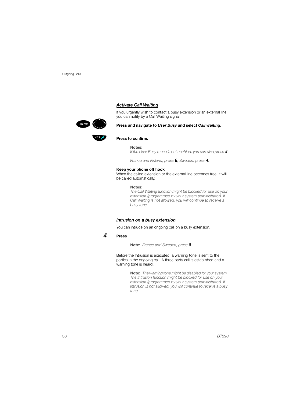 AASTRA DT590 for MX-ONE User Guide EN User Manual | Page 38 / 107