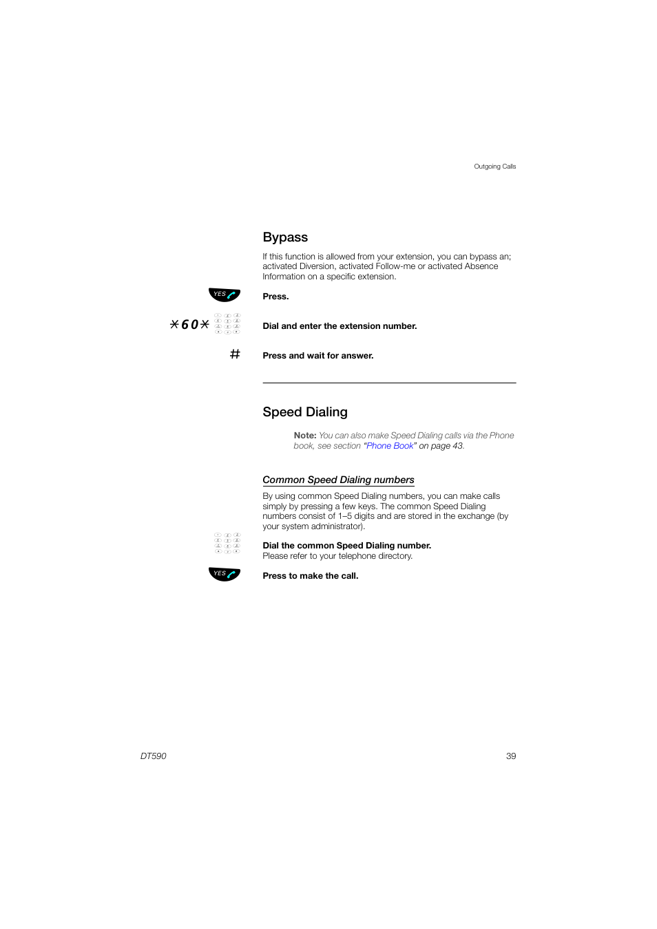 Bypass, Speed dialing | AASTRA DT590 for MX-ONE User Guide EN User Manual | Page 39 / 107