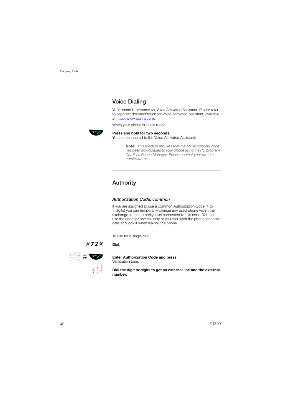 Voice dialing, Authority, 95, and | AASTRA DT590 for MX-ONE User Guide EN User Manual | Page 40 / 107