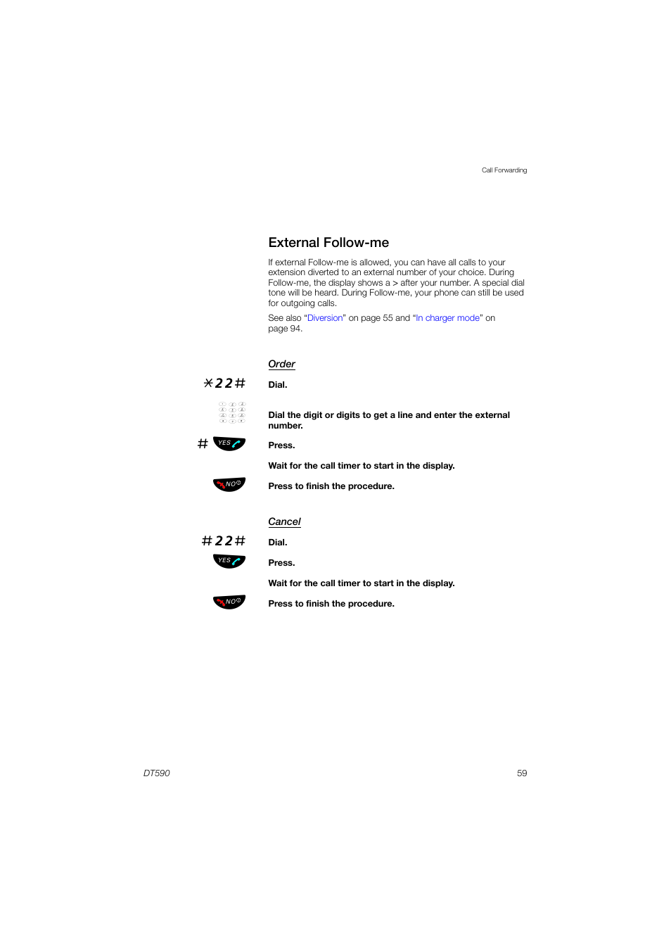 External follow-me, External follow | AASTRA DT590 for MX-ONE User Guide EN User Manual | Page 59 / 107