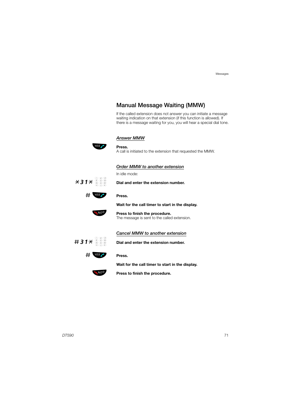 Manual message waiting (mmw), Manual message waiting, Mmw) | AASTRA DT590 for MX-ONE User Guide EN User Manual | Page 71 / 107