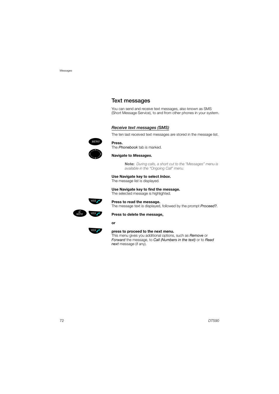 Text messages | AASTRA DT590 for MX-ONE User Guide EN User Manual | Page 72 / 107