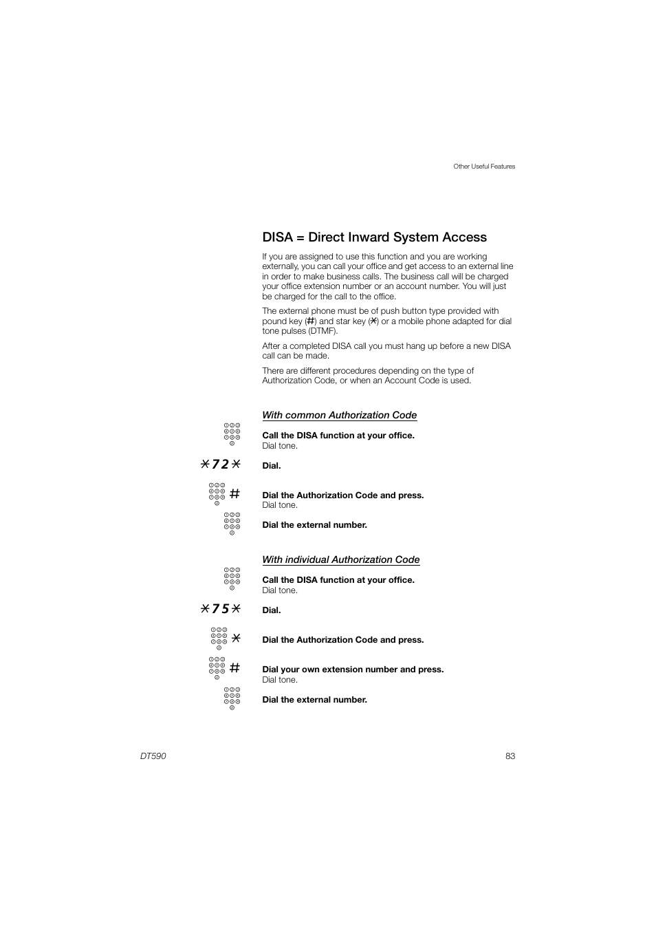 Disa = direct inward system access | AASTRA DT590 for MX-ONE User Guide EN User Manual | Page 83 / 107