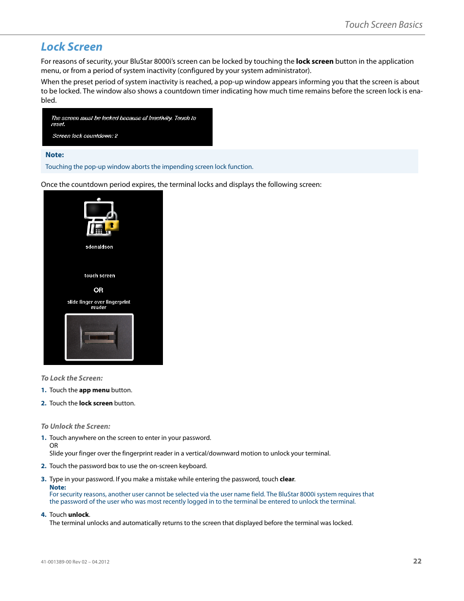 Lock screen, Touch screen basics | AASTRA BluStar 8000i User Guide EN User Manual | Page 27 / 113