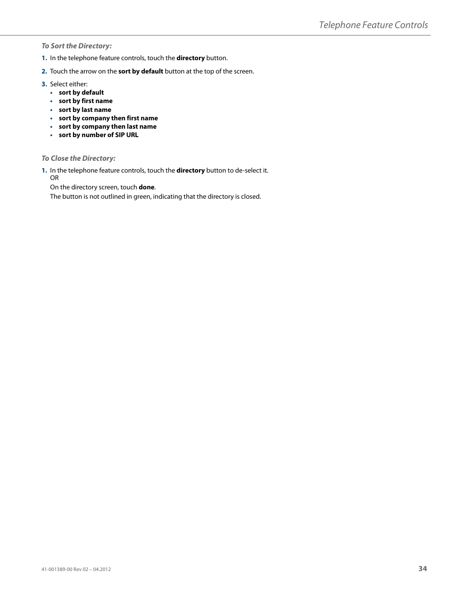 Telephone feature controls | AASTRA BluStar 8000i User Guide EN User Manual | Page 39 / 113