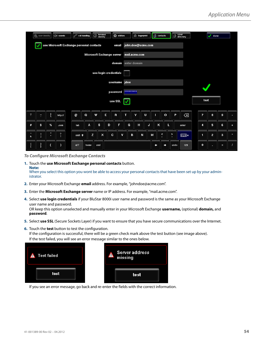 Application menu | AASTRA BluStar 8000i User Guide EN User Manual | Page 59 / 113