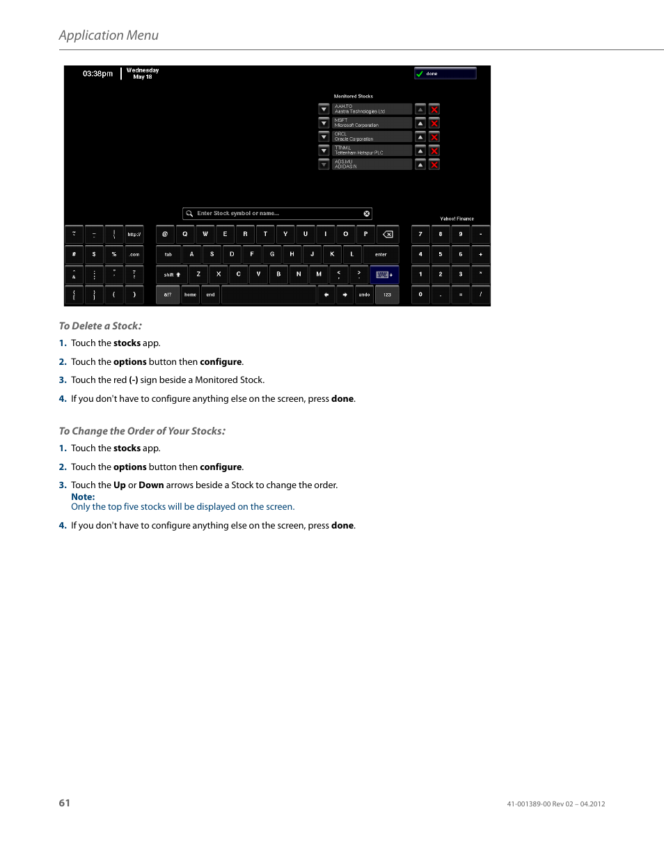 Application menu | AASTRA BluStar 8000i User Guide EN User Manual | Page 66 / 113