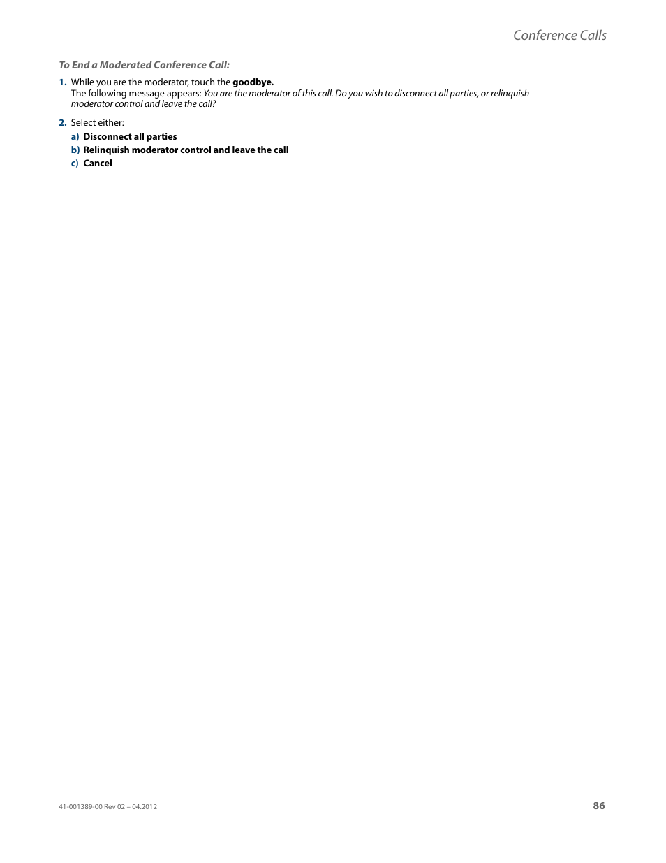 Conference calls | AASTRA BluStar 8000i User Guide EN User Manual | Page 91 / 113