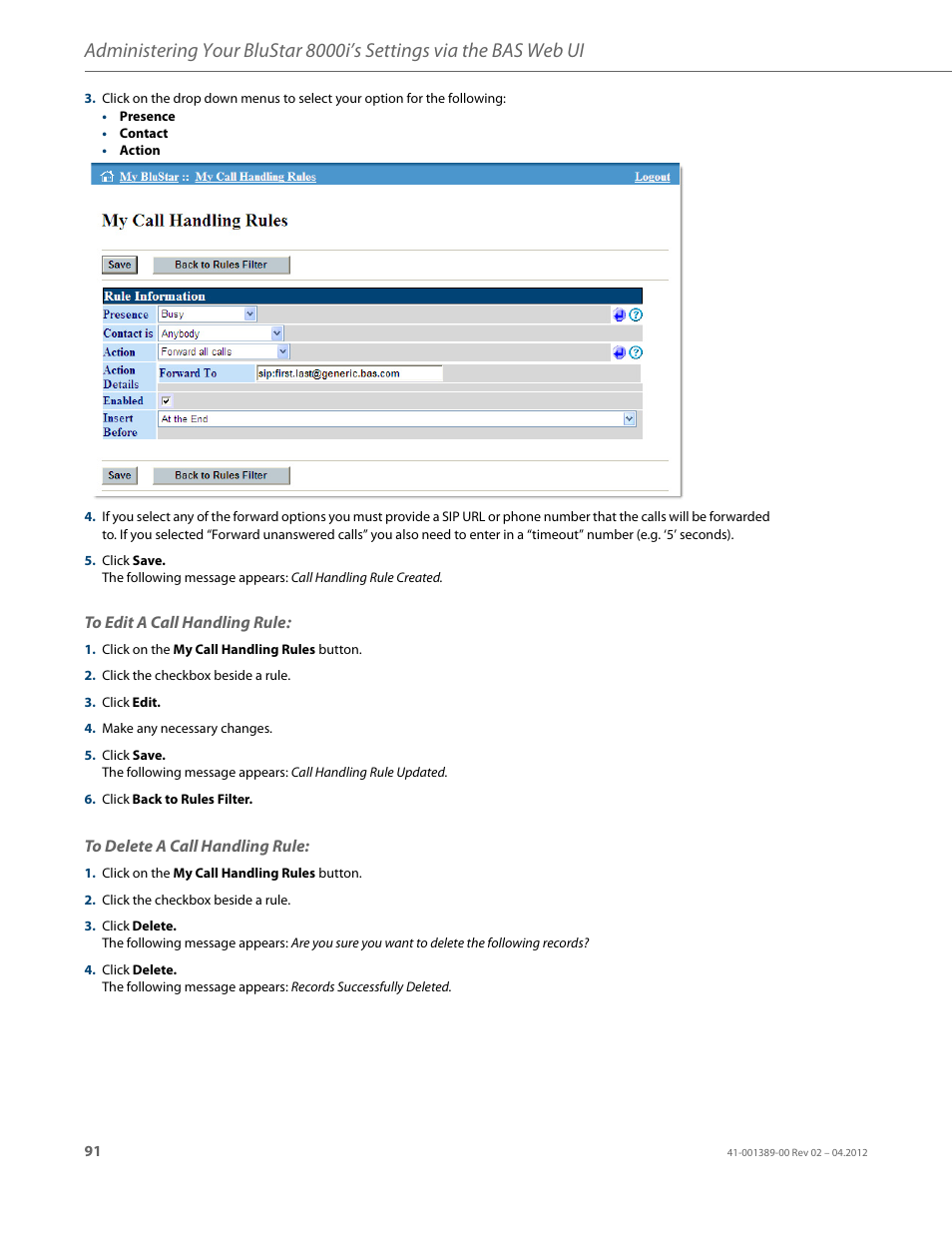 AASTRA BluStar 8000i User Guide EN User Manual | Page 96 / 113