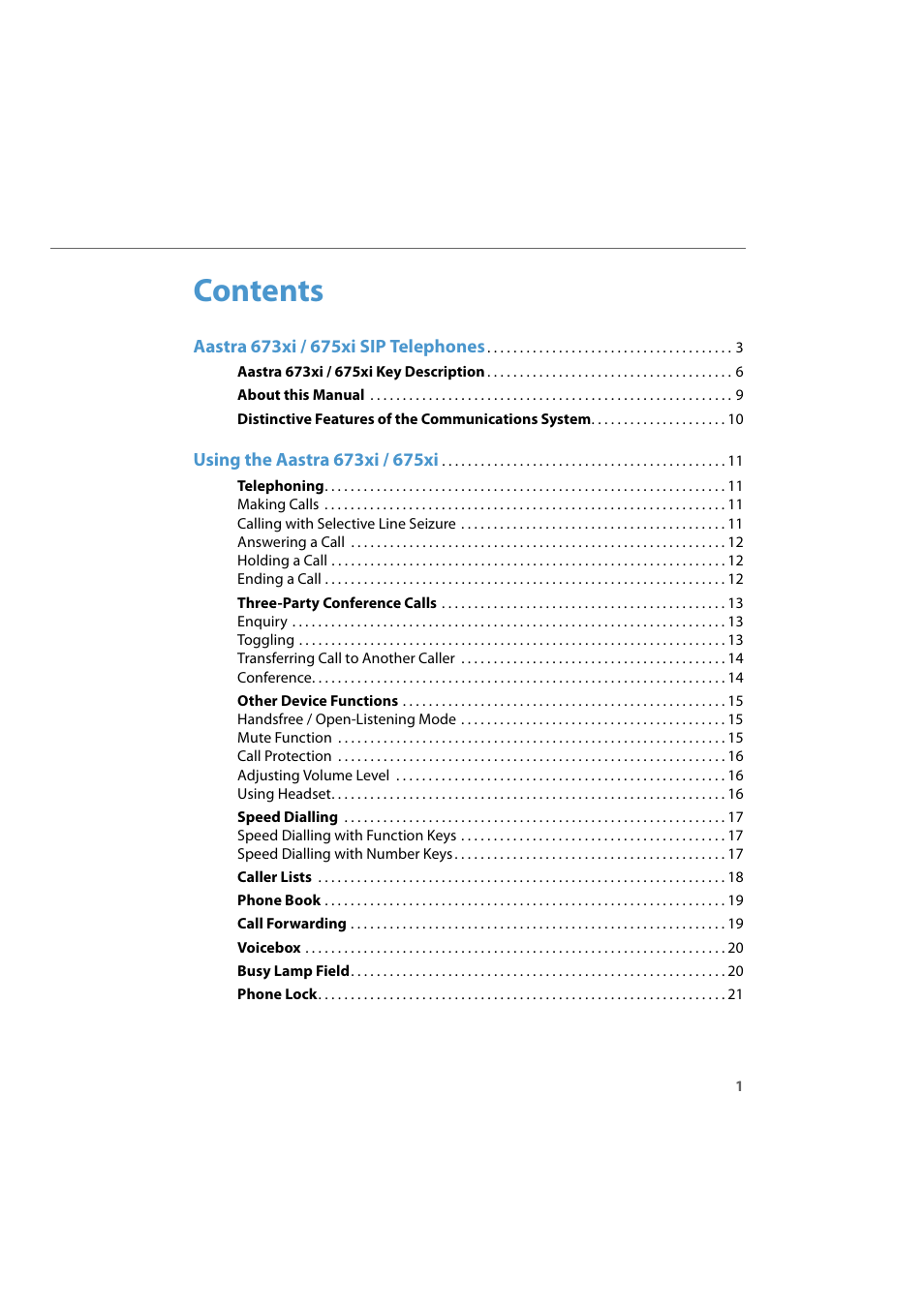 AASTRA 6700i for Aastra 800 and OpenCom 100 User Guide EN User Manual | Page 3 / 44