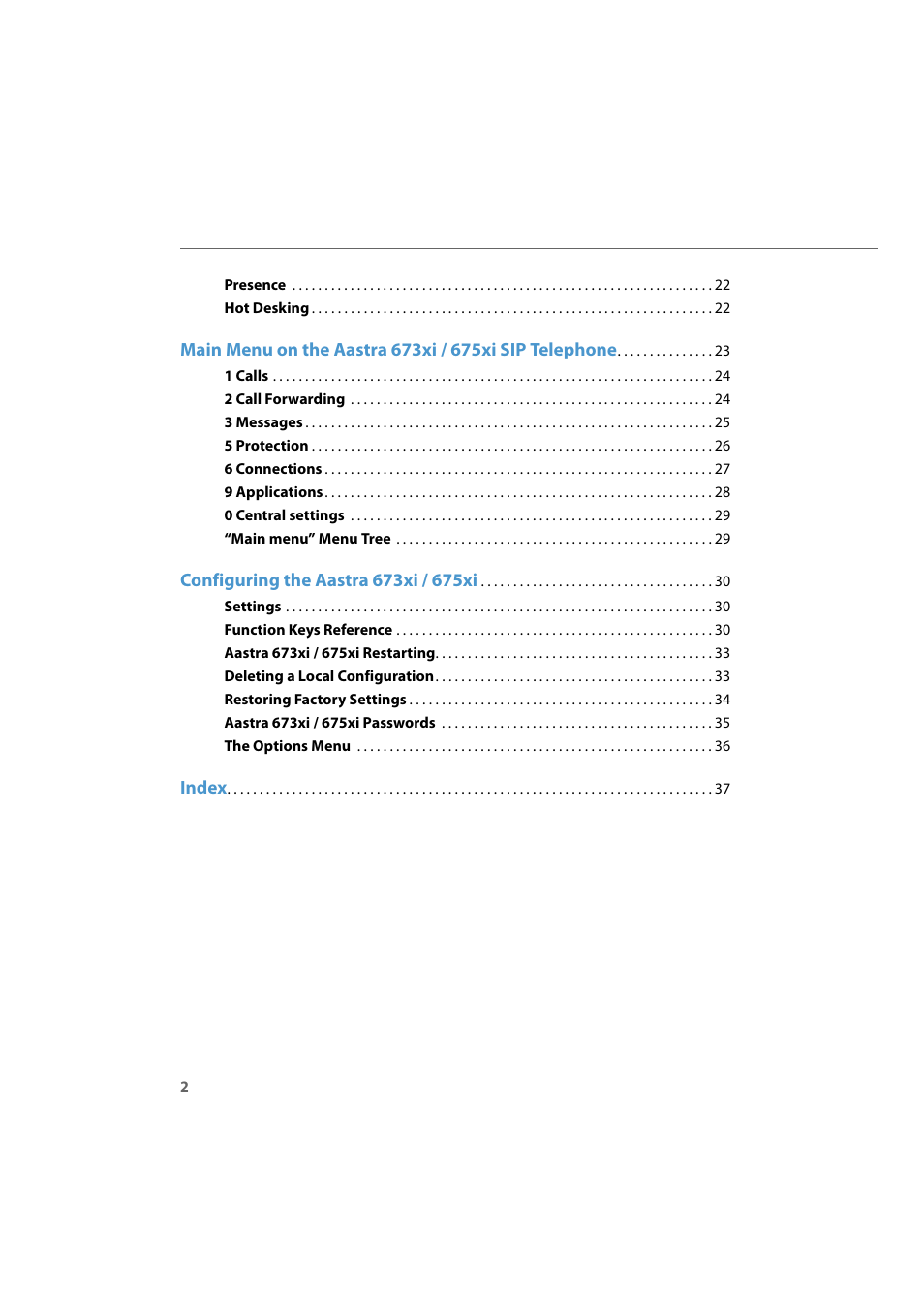 Index | AASTRA 6700i for Aastra 800 and OpenCom 100 User Guide EN User Manual | Page 4 / 44