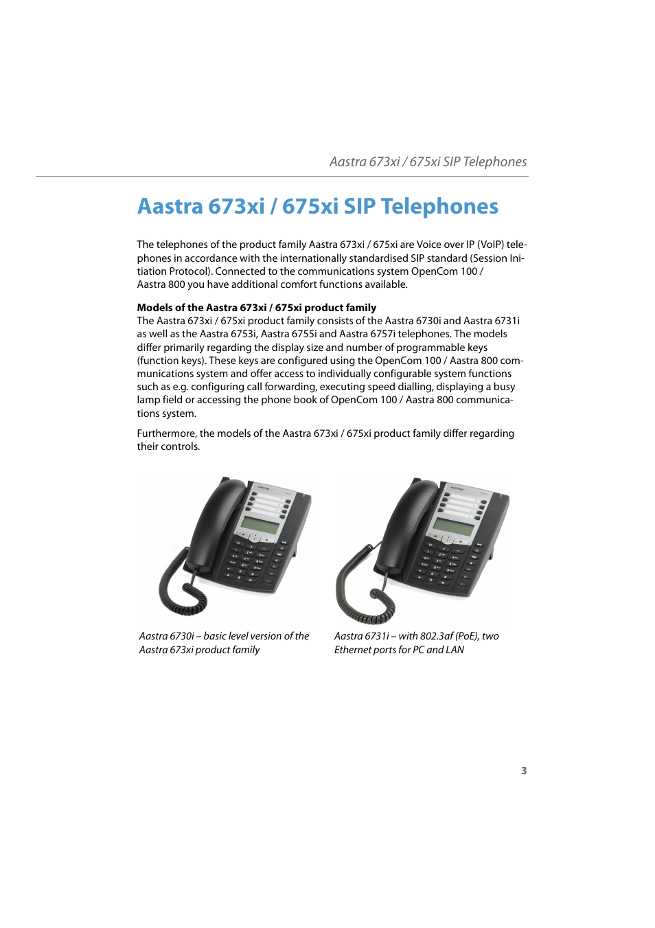Aastra 673xi / 675xi sip telephones | AASTRA 6700i for Aastra 800 and OpenCom 100 User Guide EN User Manual | Page 5 / 44
