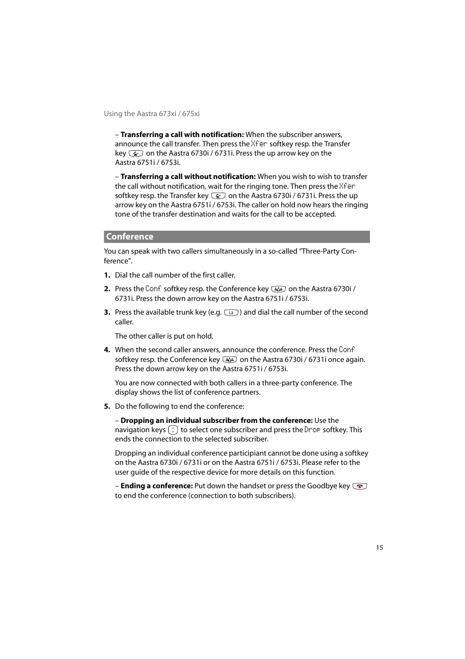 Conference | AASTRA 6700i for OpenCom 1000 User Guide EN User Manual | Page 19 / 48