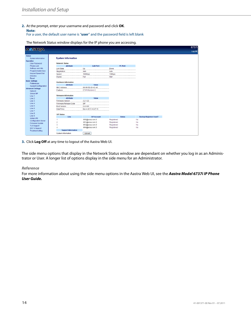 Installation and setup | AASTRA 6737i Installation Guide EN User Manual | Page 18 / 28