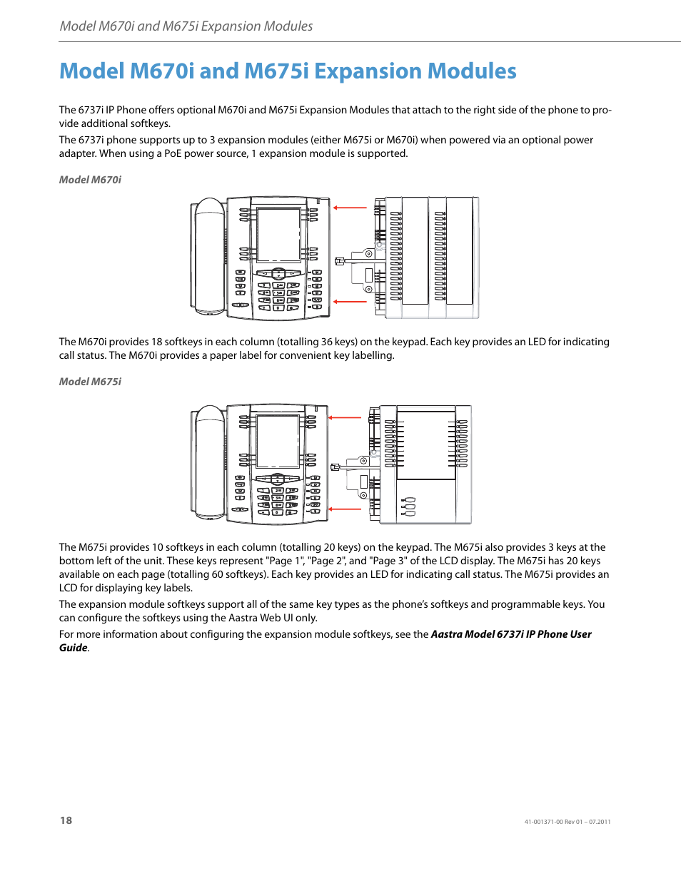Model m670i and m675i expansion modules | AASTRA 6737i Installation Guide EN User Manual | Page 22 / 28