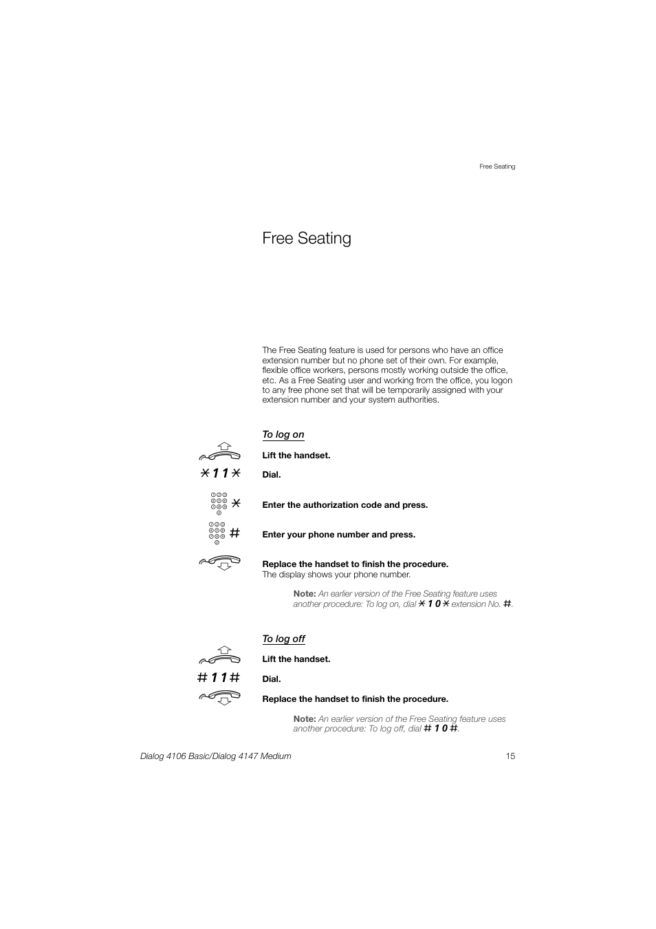Free seating | AASTRA 4147 Medium for MX-ONE (TSE) User Guide EN User Manual | Page 15 / 76