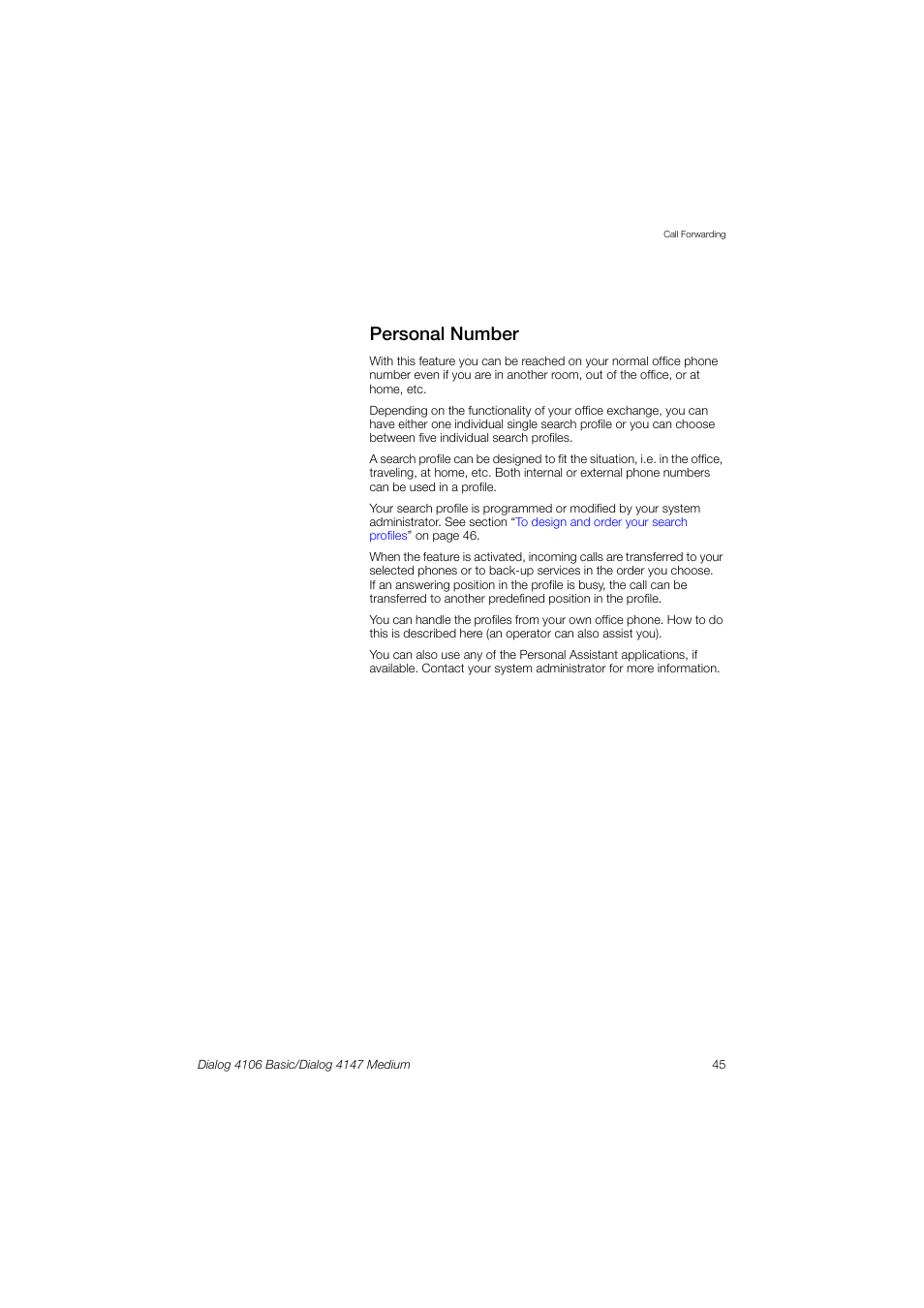 Personal number | AASTRA 4147 Medium for MX-ONE (TSE) User Guide EN User Manual | Page 45 / 76