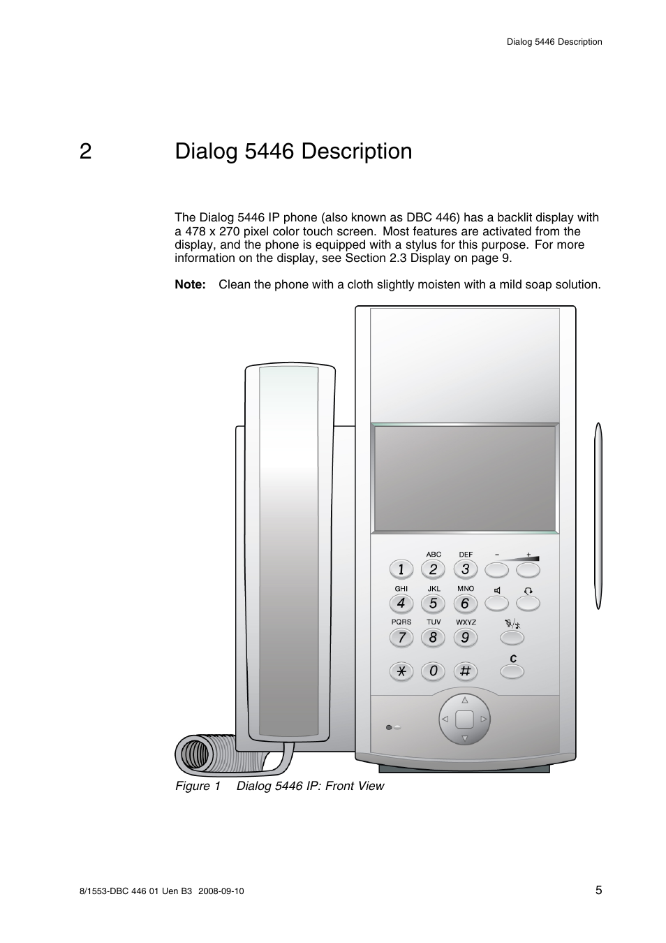 2 dialog 5446 description, Dialog 5446 description | AASTRA 7446ip (5446ip) Premium for BusinessPhone User Guide EN User Manual | Page 11 / 87