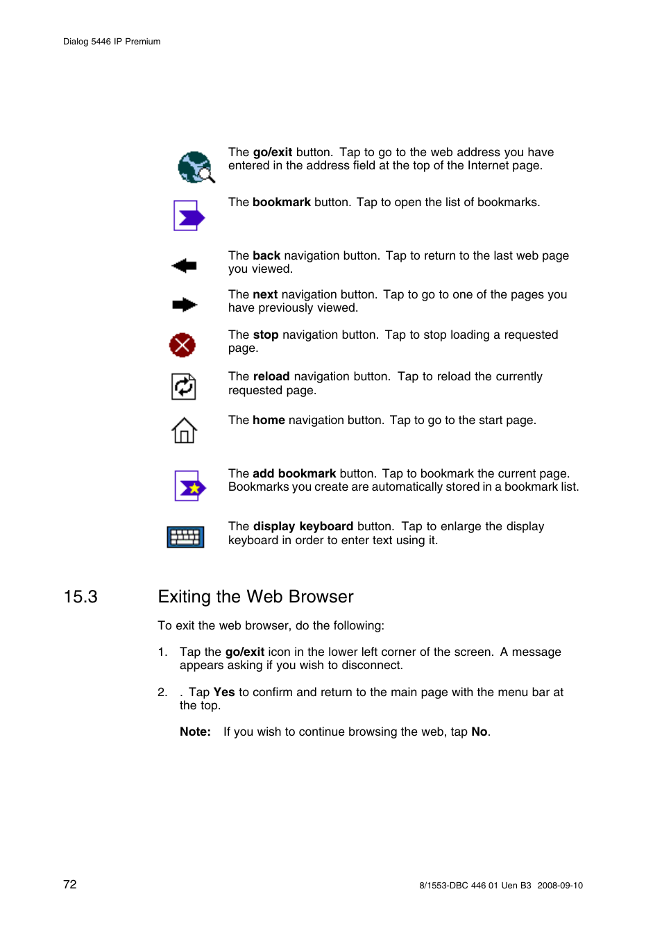 3 exiting the web browser, Exiting the web browser | AASTRA 7446ip (5446ip) Premium for BusinessPhone User Guide EN User Manual | Page 78 / 87