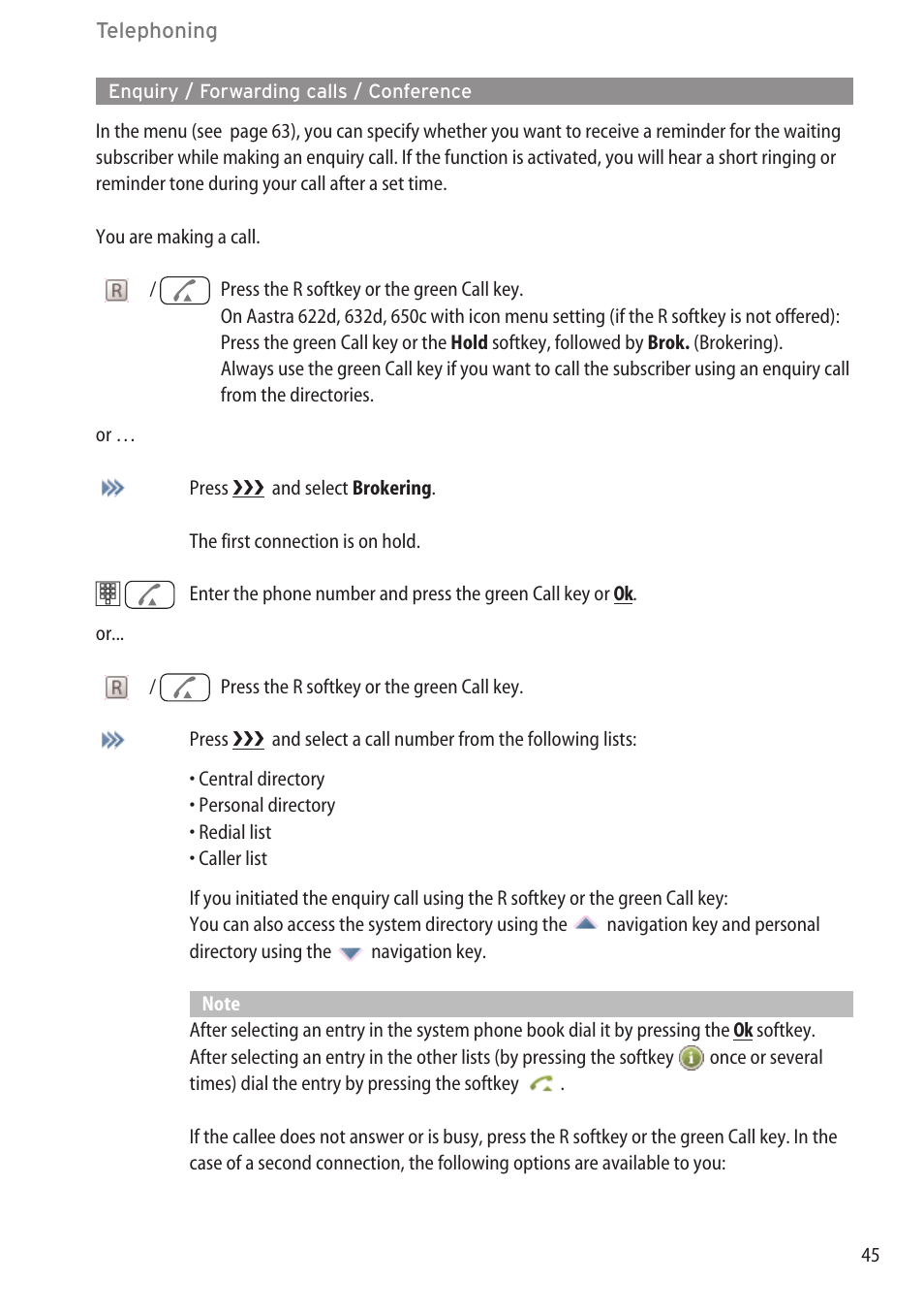 Enquiry / forwarding calls / conference | AASTRA 600c_d for SIP-DECT User Manual EN User Manual | Page 51 / 108