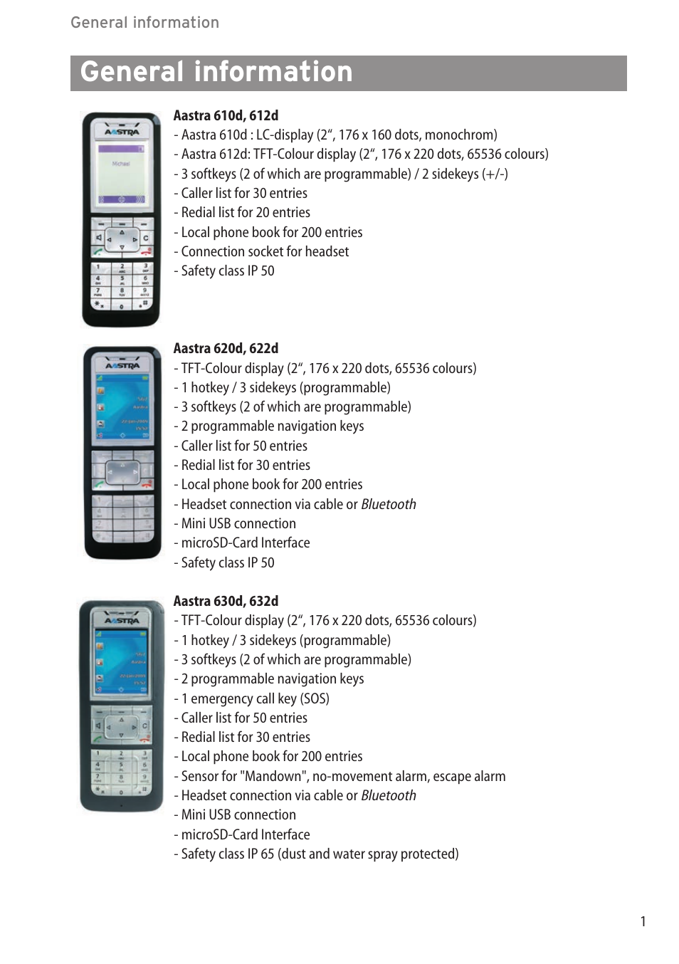 General information | AASTRA 600c_d for SIP-DECT User Manual EN User Manual | Page 7 / 108
