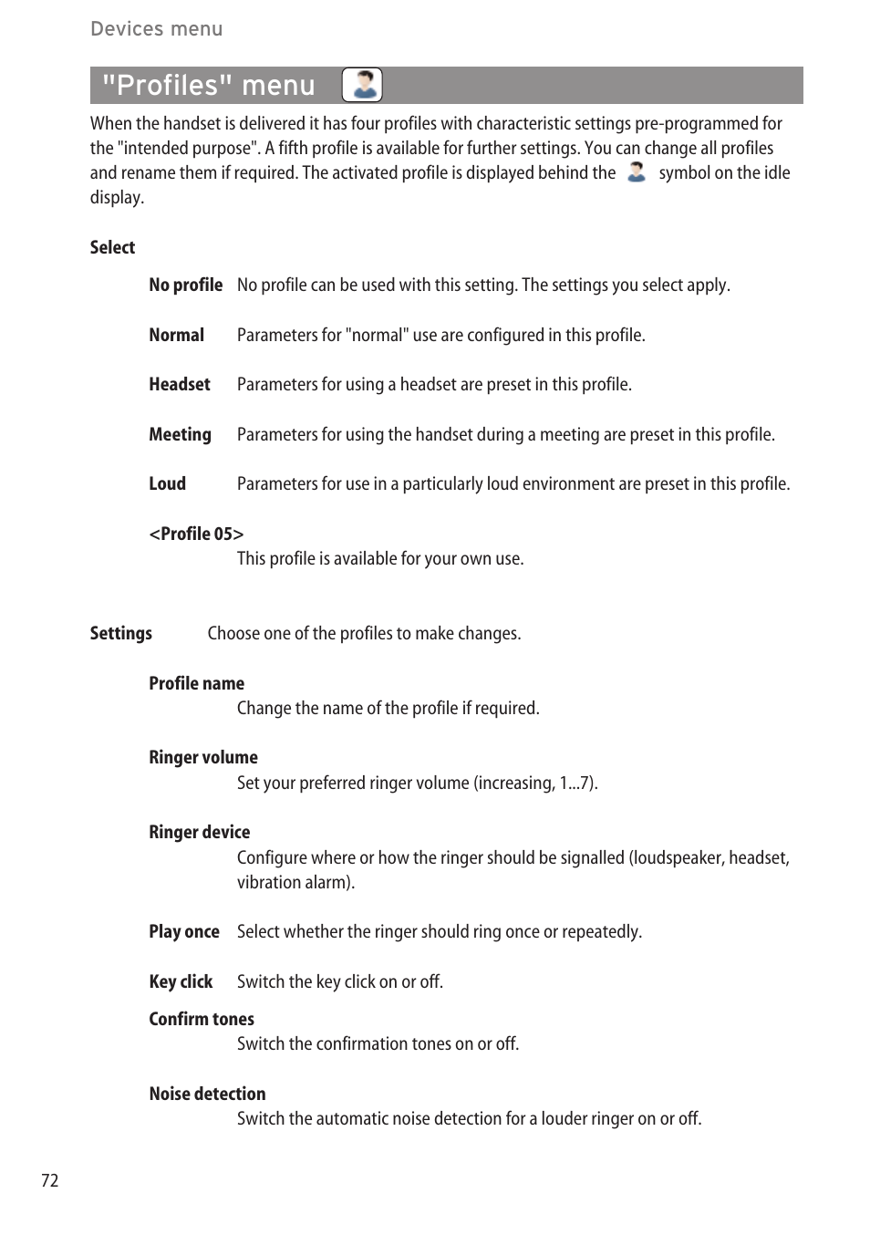 Profiles" menu, Security" menu …………………………………………………………………………67 | AASTRA 600c_d for SIP-DECT User Manual EN User Manual | Page 78 / 108