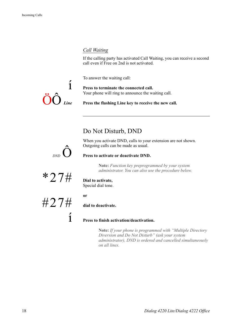 Do not disturb, dnd | AASTRA 4222 Office for MX-ONE (TSE) User Guide EN User Manual | Page 18 / 97