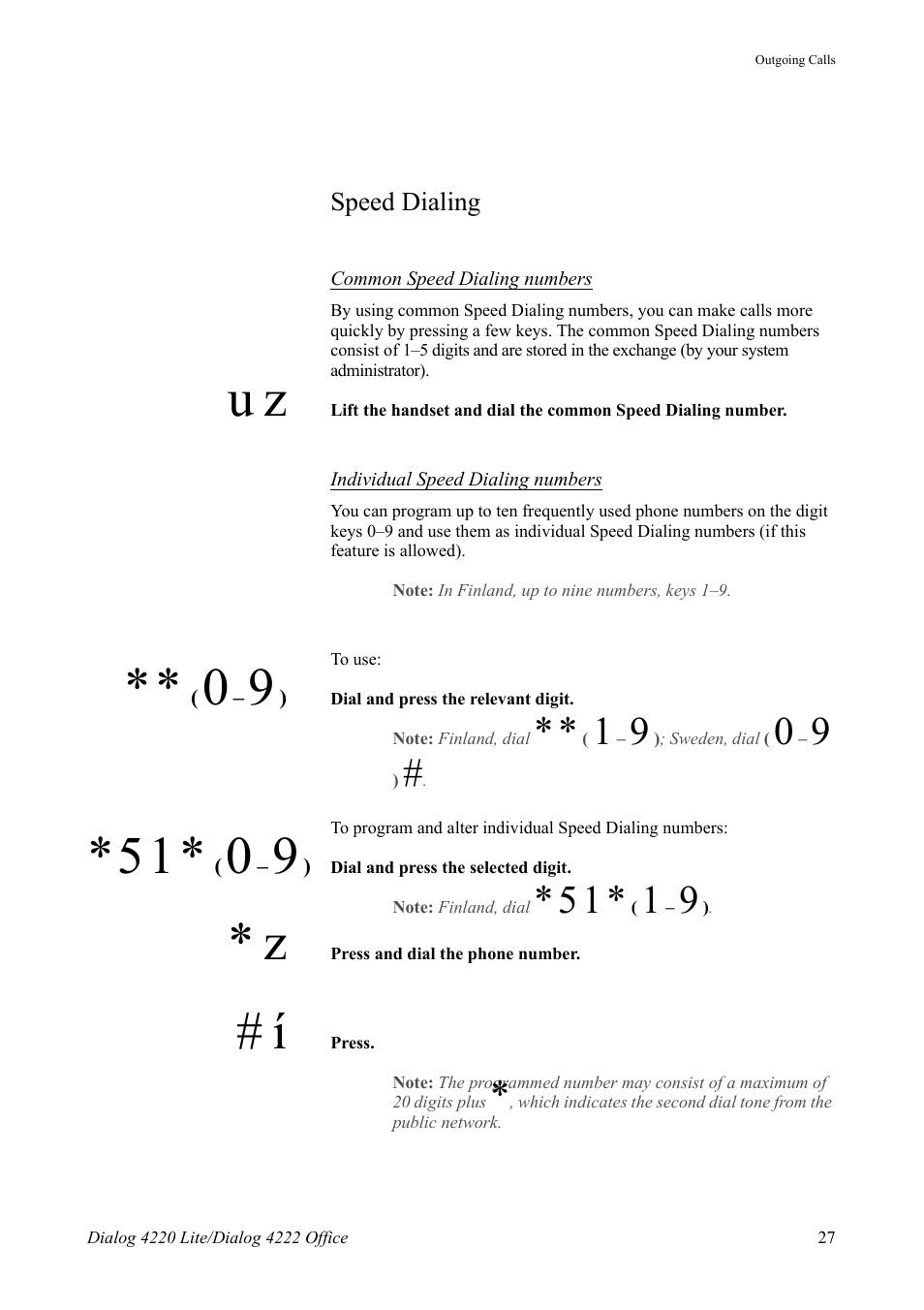 Speed dialing | AASTRA 4222 Office for MX-ONE (TSE) User Guide EN User Manual | Page 27 / 97
