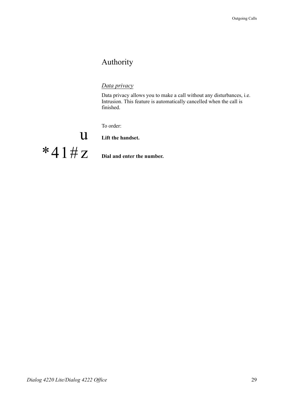 Authority, 41# z | AASTRA 4222 Office for MX-ONE (TSE) User Guide EN User Manual | Page 29 / 97