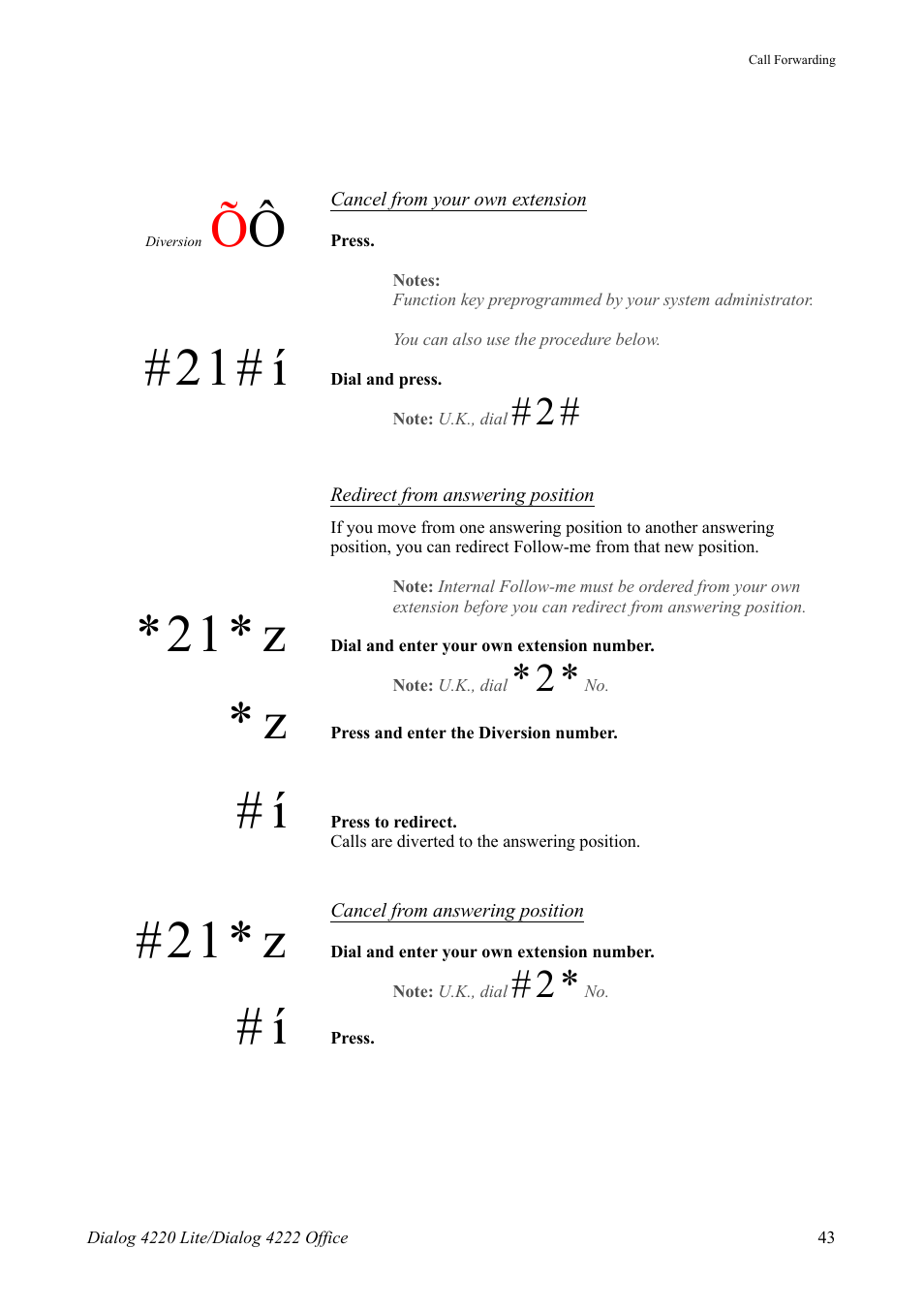 21# í, 21* z | AASTRA 4222 Office for MX-ONE (TSE) User Guide EN User Manual | Page 43 / 97