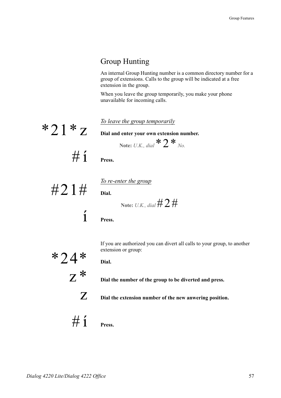 Group hunting, 21* z | AASTRA 4222 Office for MX-ONE (TSE) User Guide EN User Manual | Page 57 / 97