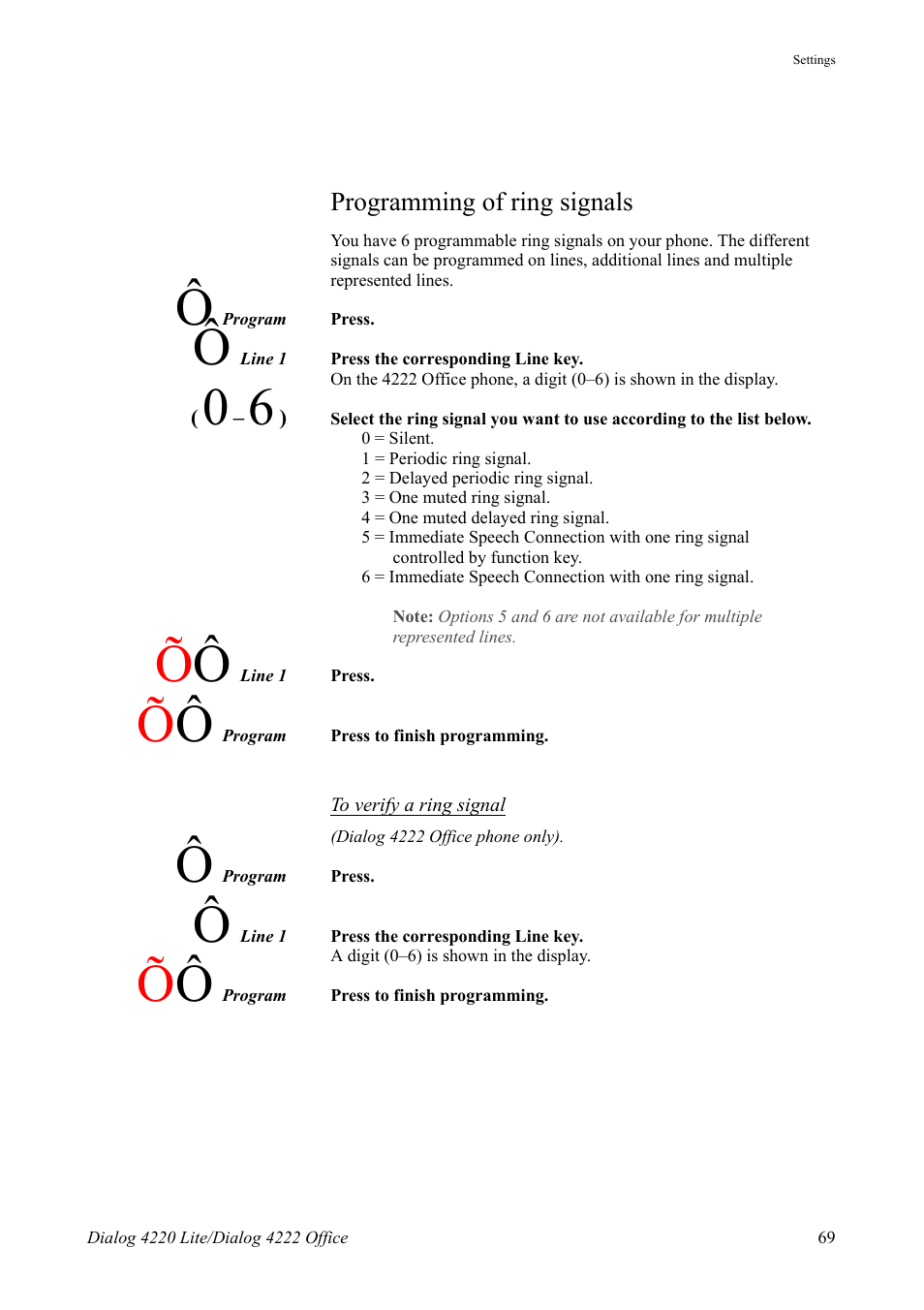 Programming of ring signals | AASTRA 4222 Office for MX-ONE (TSE) User Guide EN User Manual | Page 69 / 97