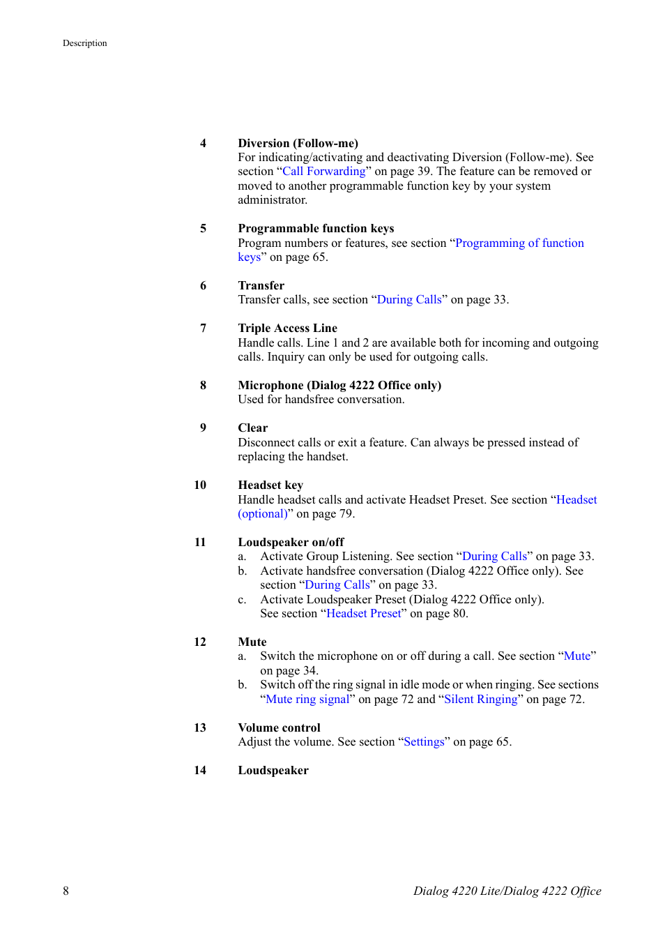 AASTRA 4222 Office for MX-ONE (TSE) User Guide EN User Manual | Page 8 / 97