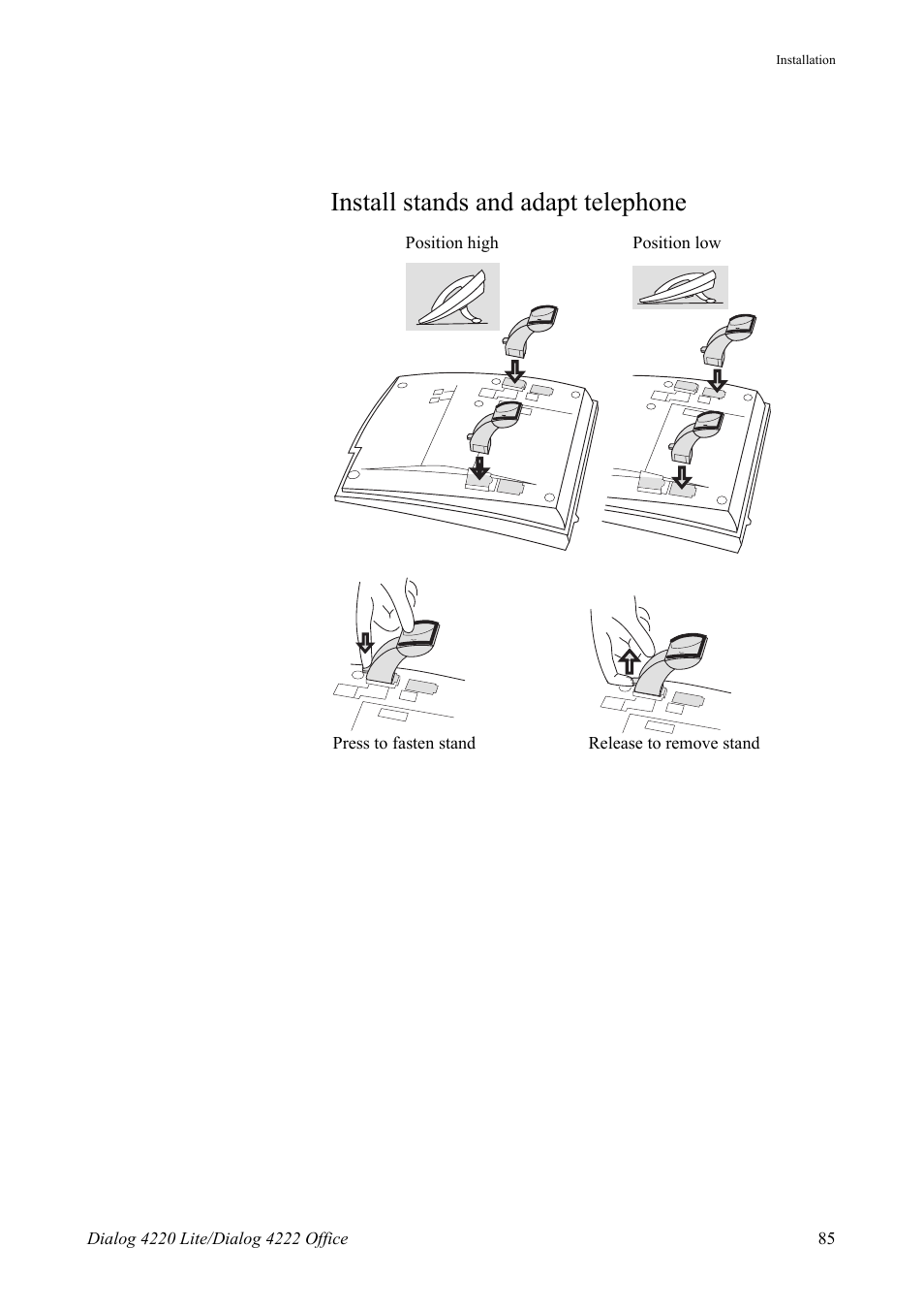 Install stands and adapt telephone | AASTRA 4222 Office for MX-ONE (TSE) User Guide EN User Manual | Page 85 / 97