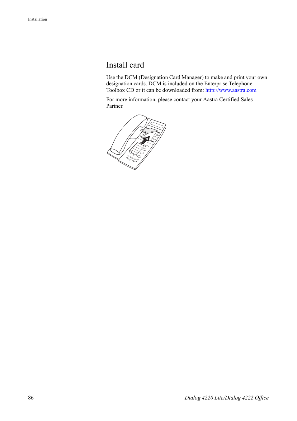 Install card | AASTRA 4222 Office for MX-ONE (TSE) User Guide EN User Manual | Page 86 / 97