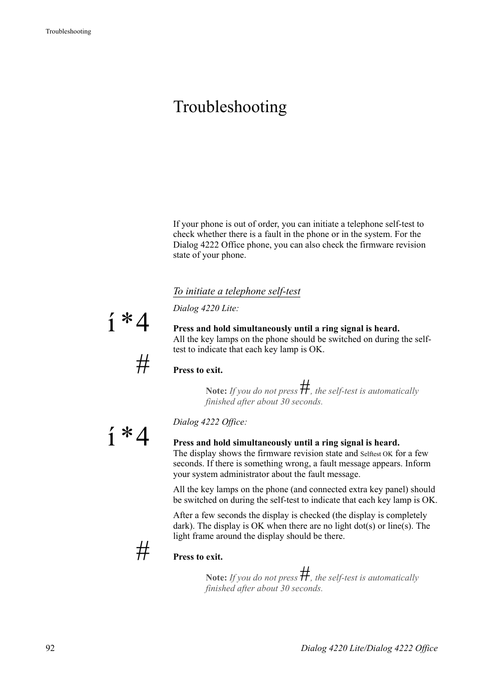 Troubleshooting, Í *4 | AASTRA 4222 Office for MX-ONE (TSE) User Guide EN User Manual | Page 92 / 97