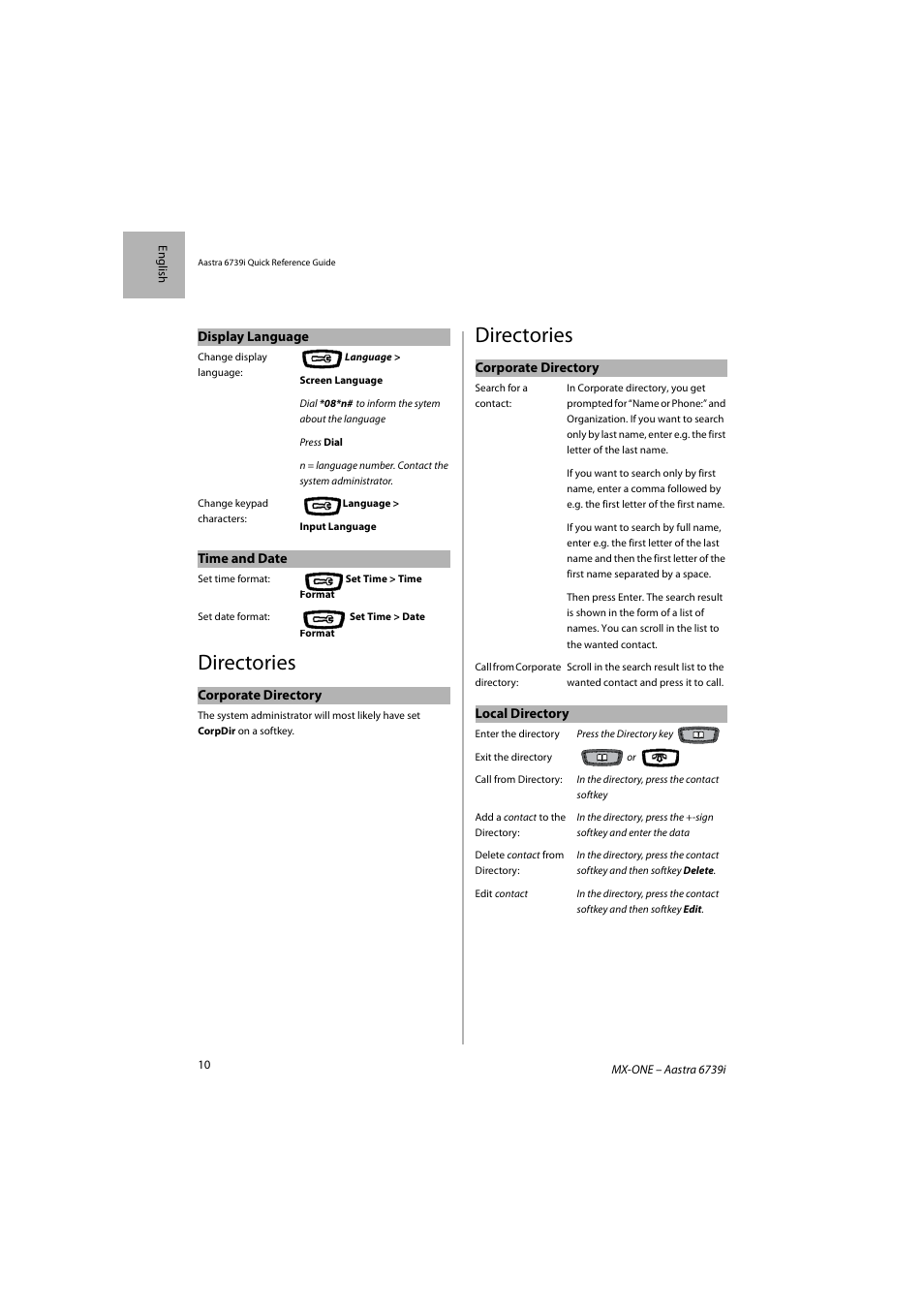 Directories | AASTRA 6739i SIP Phone for MXONE Quick Reference Guide EN User Manual | Page 14 / 19