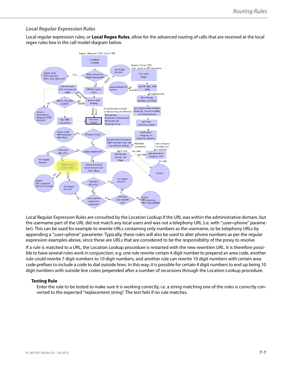 Local regular expression rules, Routing rules | AASTRA BluStar 8000i BAS-Mode Administrator Guides EN User Manual | Page 101 / 175