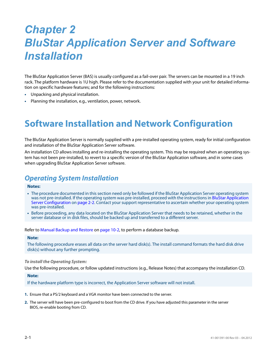 Software installation and network configuration, Operating system installation | AASTRA BluStar 8000i BAS-Mode Administrator Guides EN User Manual | Page 14 / 175