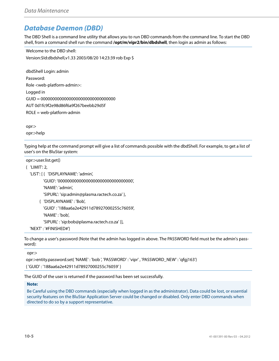 Database daemon (dbd), Data maintenance | AASTRA BluStar 8000i BAS-Mode Administrator Guides EN User Manual | Page 148 / 175