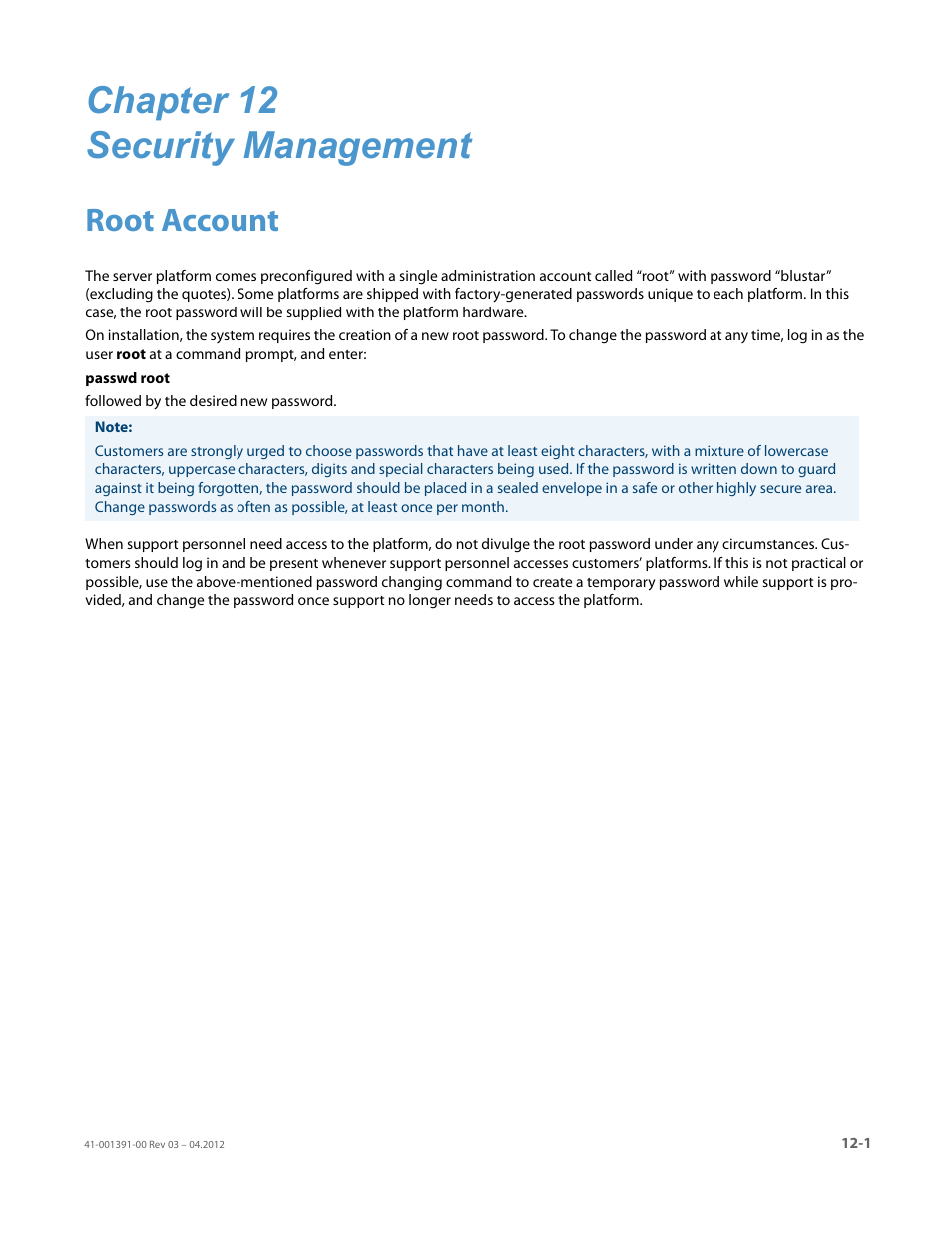 Chapter 12 security management, Chapter 12: security management, Root account | AASTRA BluStar 8000i BAS-Mode Administrator Guides EN User Manual | Page 153 / 175