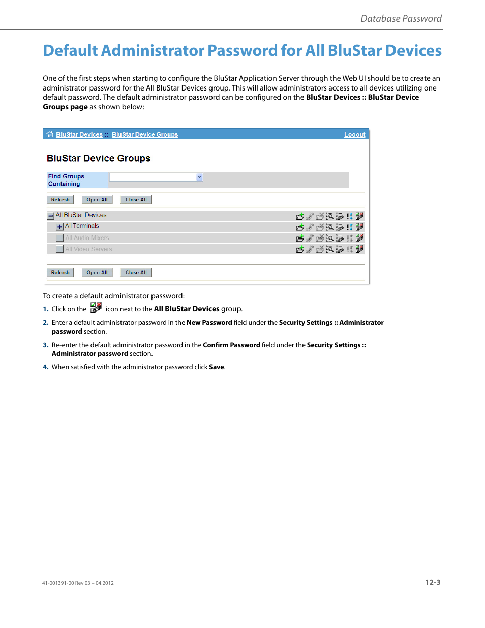 Database password | AASTRA BluStar 8000i BAS-Mode Administrator Guides EN User Manual | Page 155 / 175