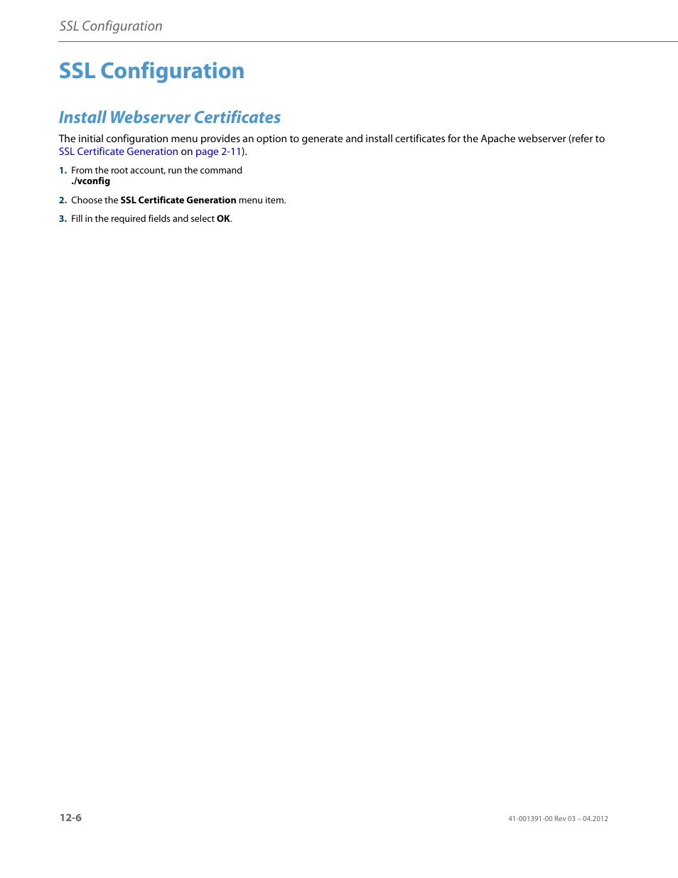 Ssl configuration, Install webserver certificates | AASTRA BluStar 8000i BAS-Mode Administrator Guides EN User Manual | Page 158 / 175