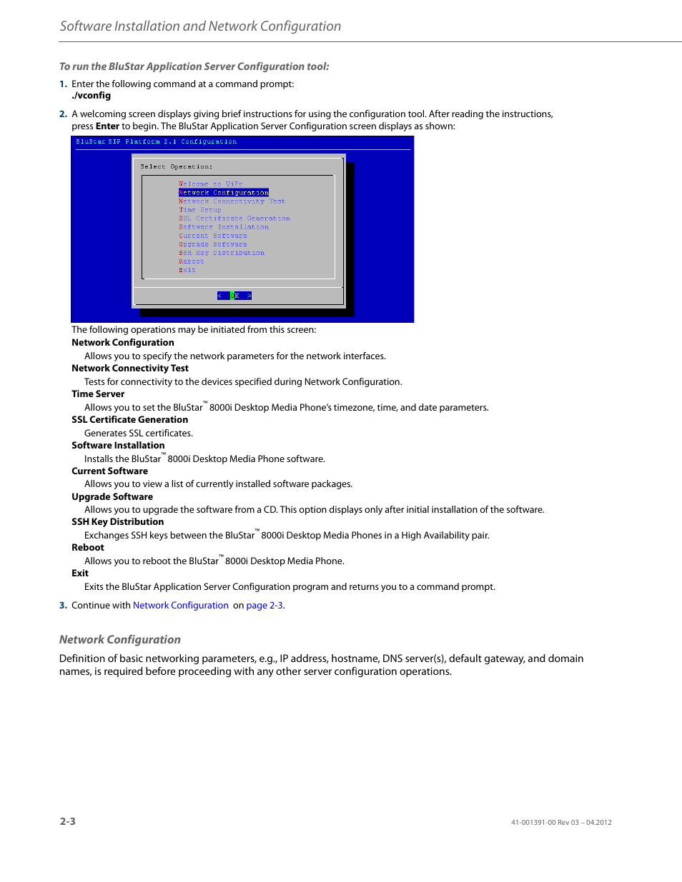 Network configuration, Software installation and network configuration | AASTRA BluStar 8000i BAS-Mode Administrator Guides EN User Manual | Page 16 / 175