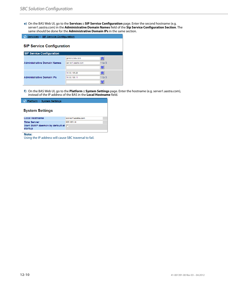 Sbc solution configuration | AASTRA BluStar 8000i BAS-Mode Administrator Guides EN User Manual | Page 162 / 175