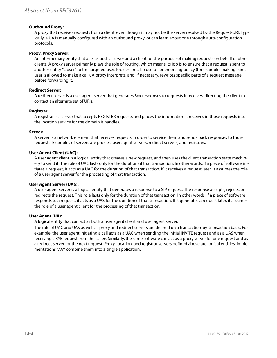 Abstract (from rfc3261) | AASTRA BluStar 8000i BAS-Mode Administrator Guides EN User Manual | Page 166 / 175