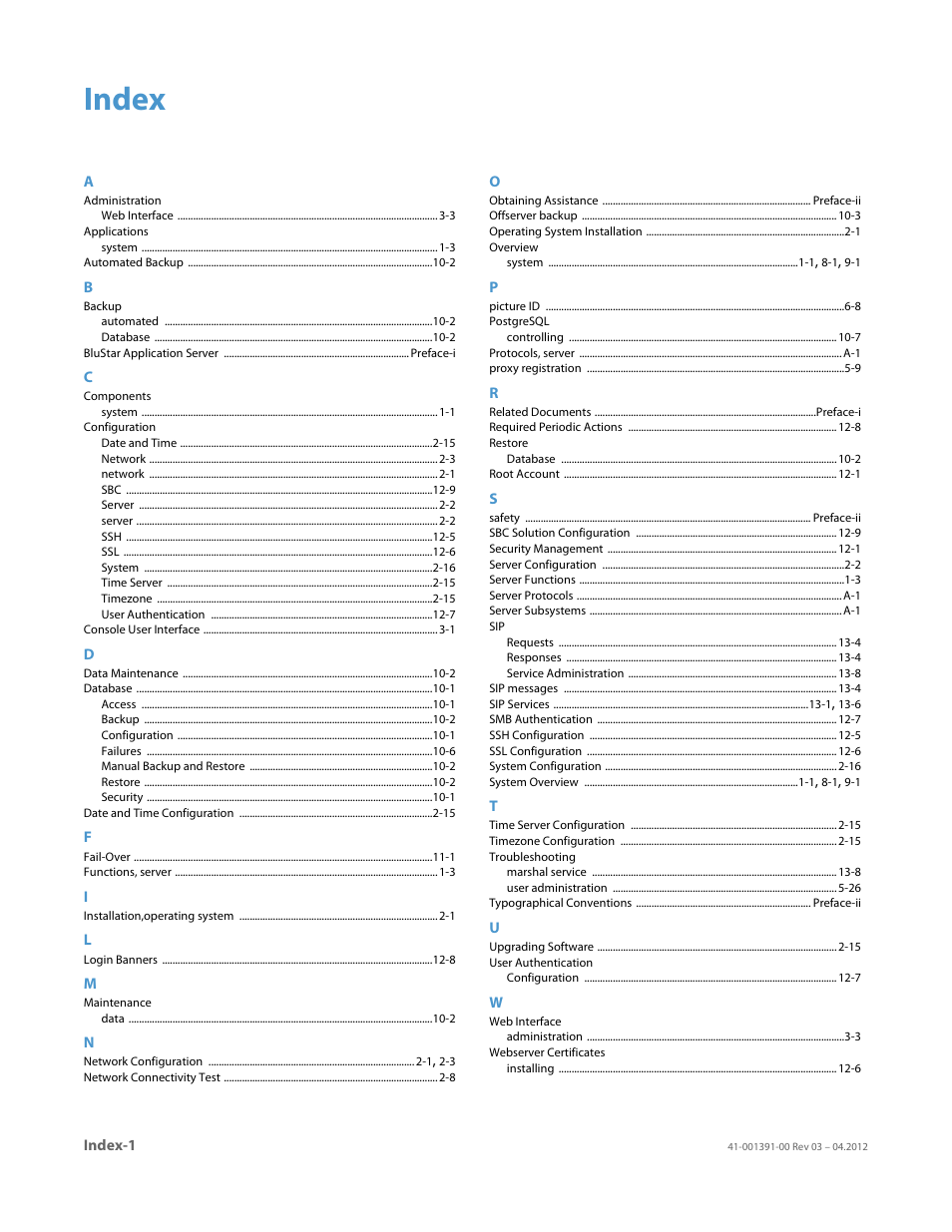 Index | AASTRA BluStar 8000i BAS-Mode Administrator Guides EN User Manual | Page 174 / 175