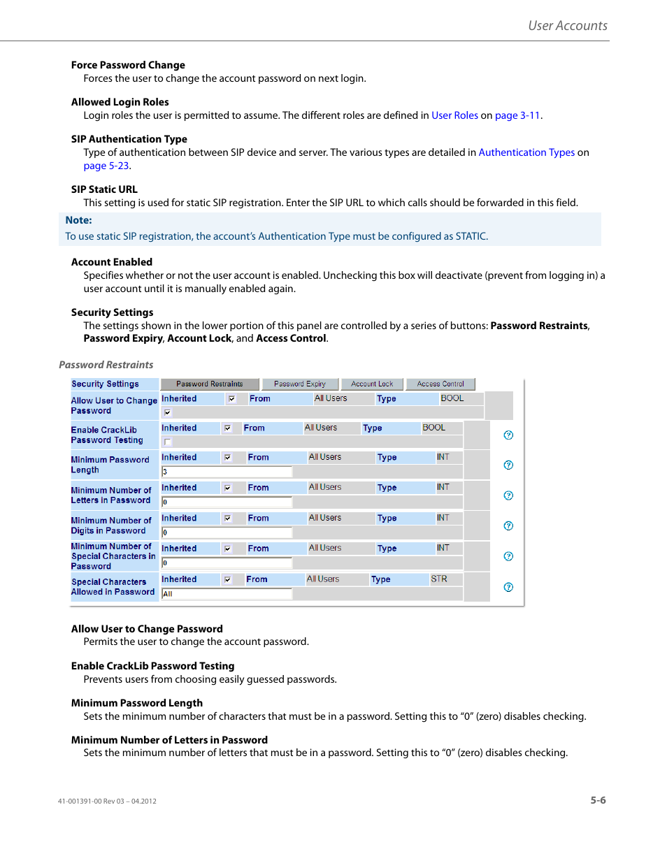 User accounts | AASTRA BluStar 8000i BAS-Mode Administrator Guides EN User Manual | Page 55 / 175